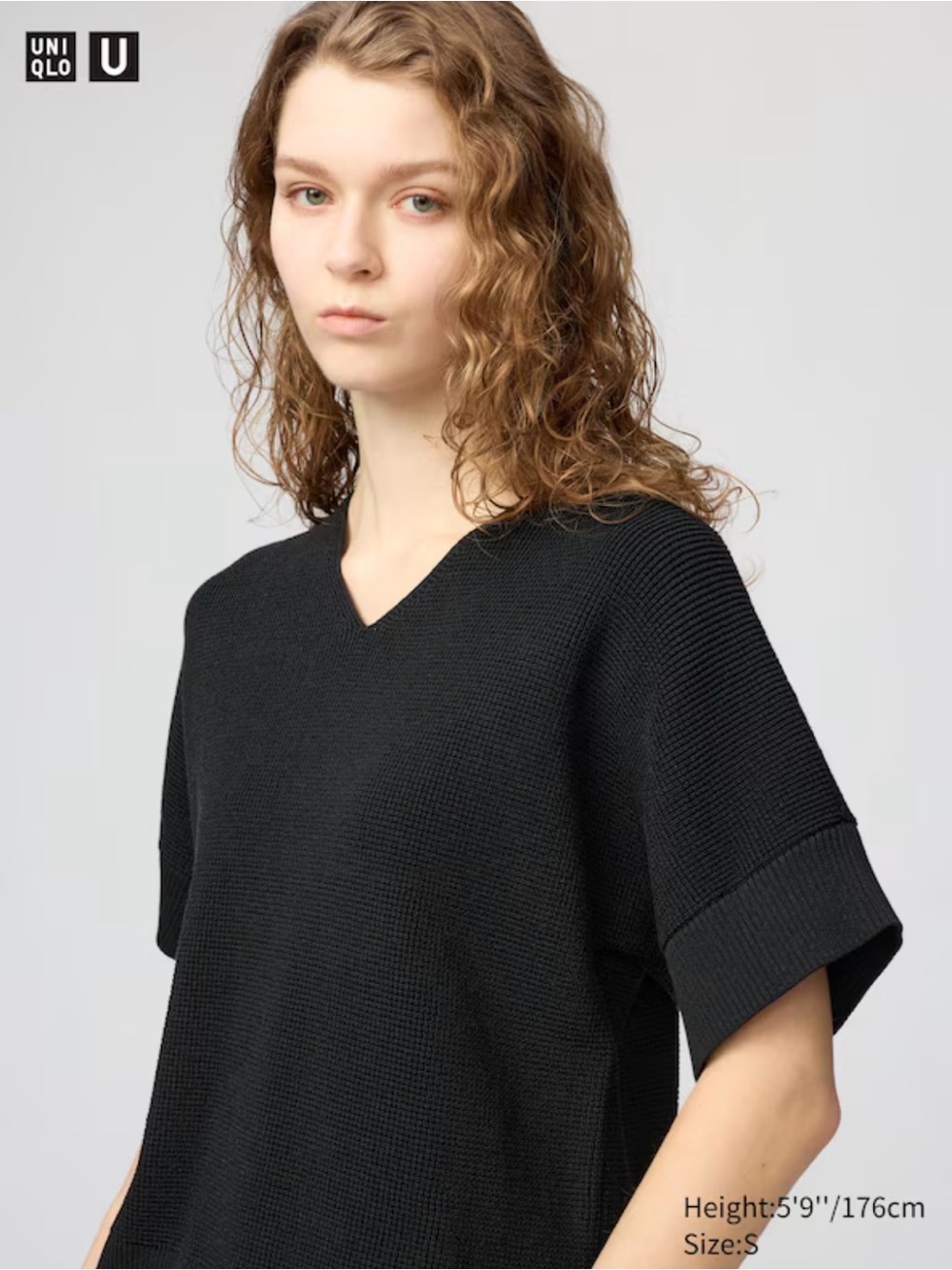 Uniqlo Rust Orange Short-Sleeve V-Neck Knit Top